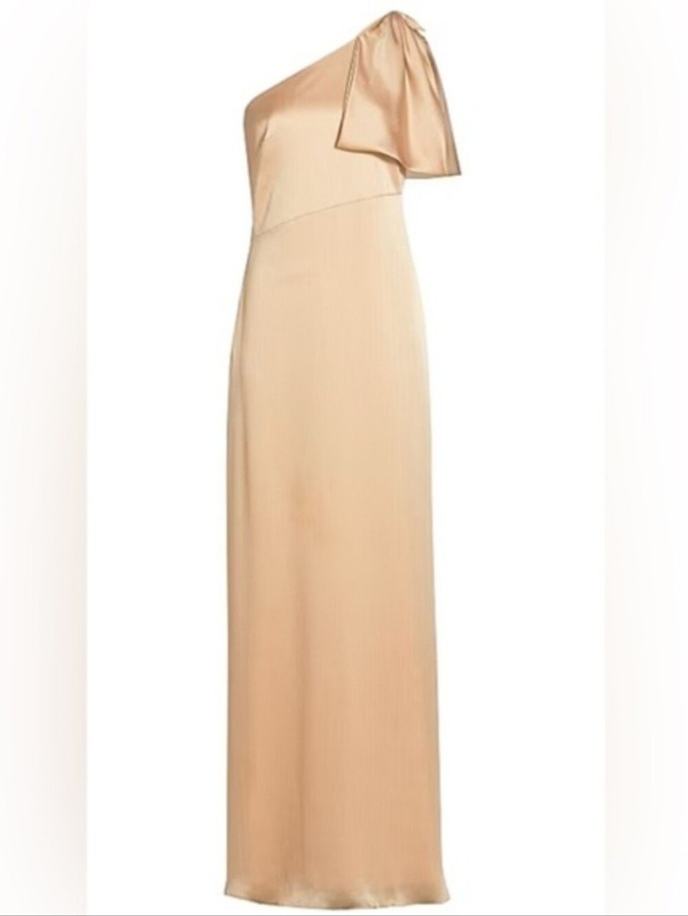 Sachin + Babi Chelsea Crinkle One-Shoulder Champagne Satin Gown